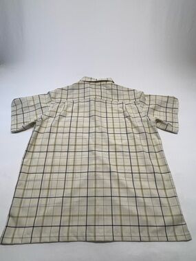 Haggar Short Sleeve Button-Down Shirt - Cream with Black Grid